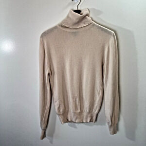 Alcott & Andrews Women's Cashmere Turtleneck Size M Cream Minimal Luxurious Soft